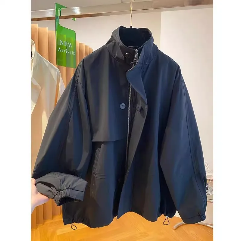 

Корейская мужская демисезонная куртка большого размера: свободная, теплая, модная ветровка для повседневной носки, стандартный крой