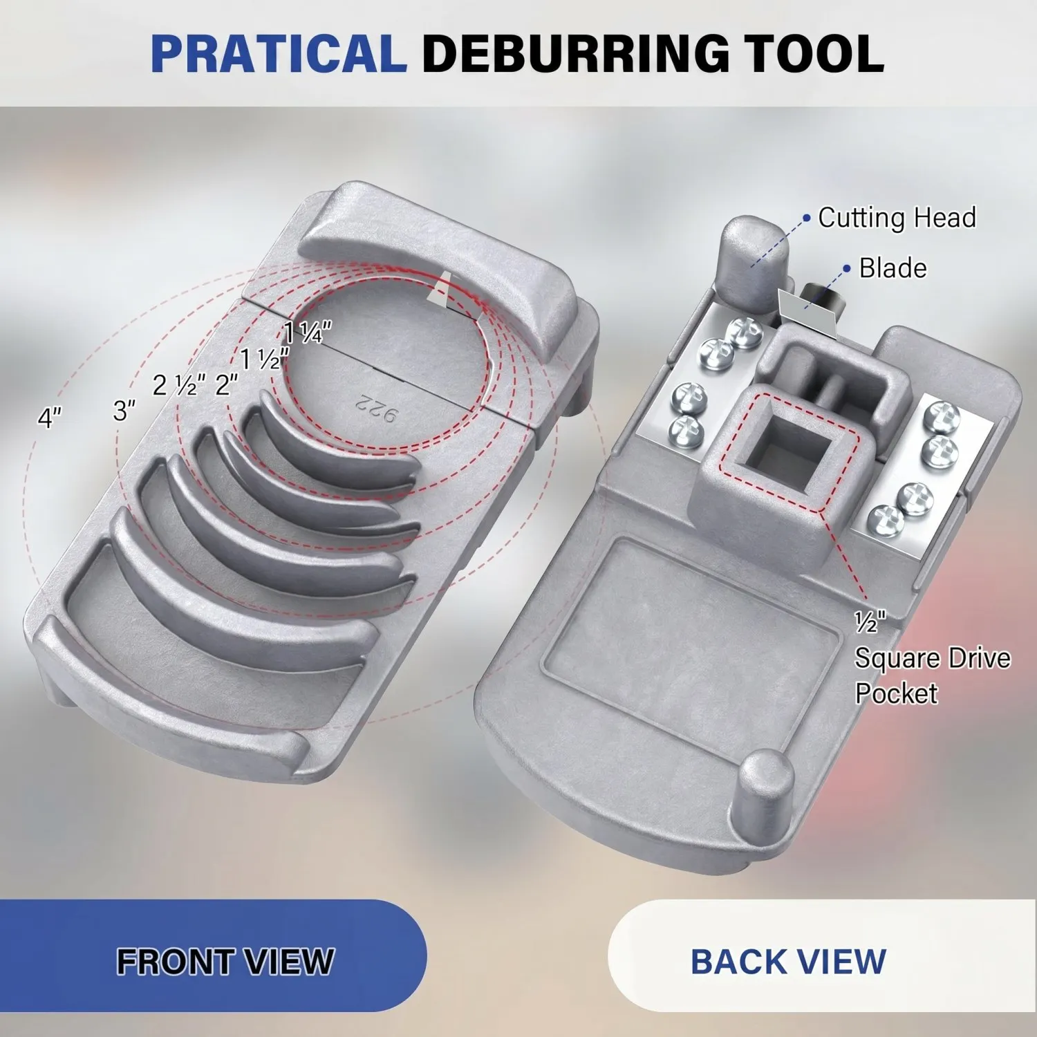 Deburring Tool for Plastic Pipe Professional PVC Pipe Reamer Deburrs Six Sizes 1 1/4-Inch - 4'' for PVC Pipe Reamer Chamfer Tool