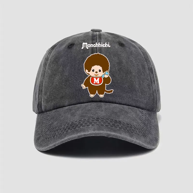 Monchhichi Baseball Cap for Men Women Fashion Adjustable Washed Baseball Hat Personality Hip-hop Hat Adult Children Sun Cap Gift view 5
