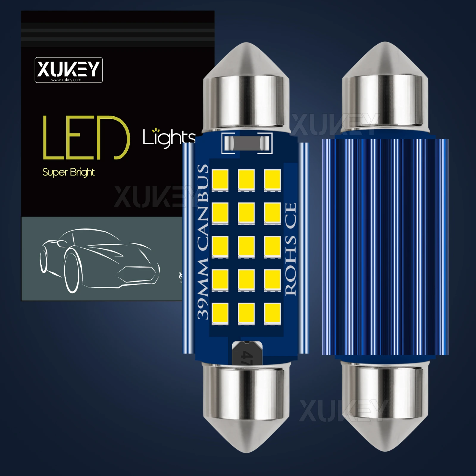 4X 39mm 38mm LED Festoon Bulbs C5W Bulb CANBUS 2016-15-SMD 12V Car Interior Replacement Dome Interior Reading License Plate Lamp