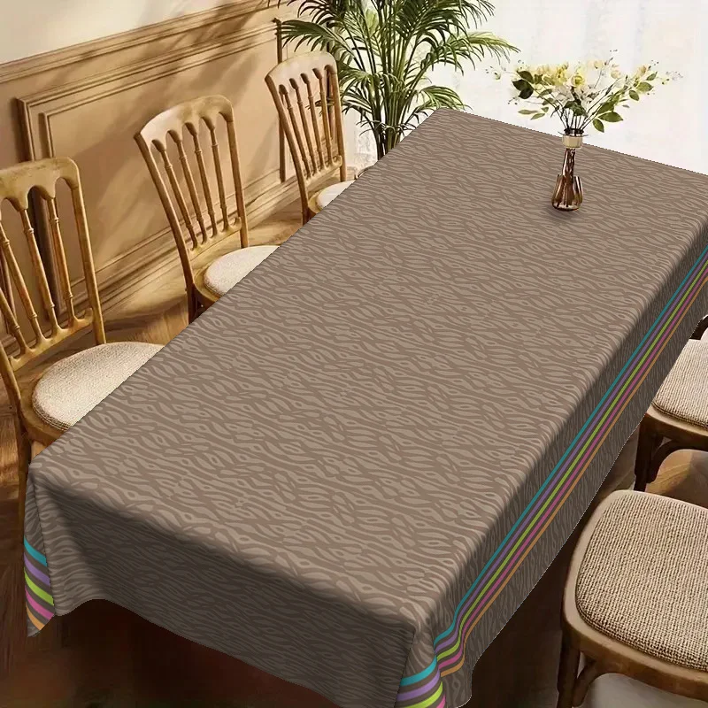 1pc, vibrant brown base with colorful stripes, retro geometric pattern design, 2D flat designzyc
