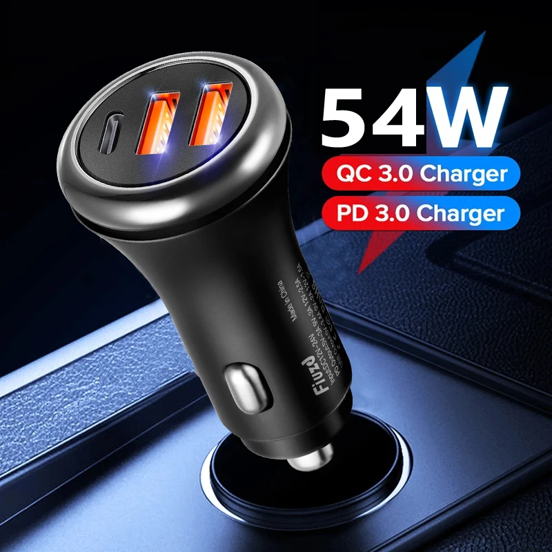 

Car Charger Type C Fast Charging Auto Mobile Phone Adapter For iPhone Samsung Huawei Xiaomi QC 3.0