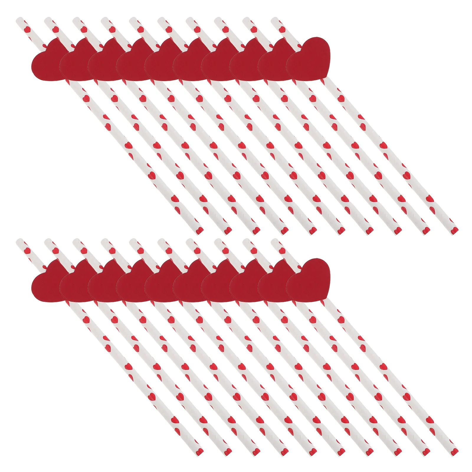 

20Pcs Romantic Heart Shaped Paper Straws Red Love Themed Drinking Straws Disposable for Valentines Day Wedding Anniversary