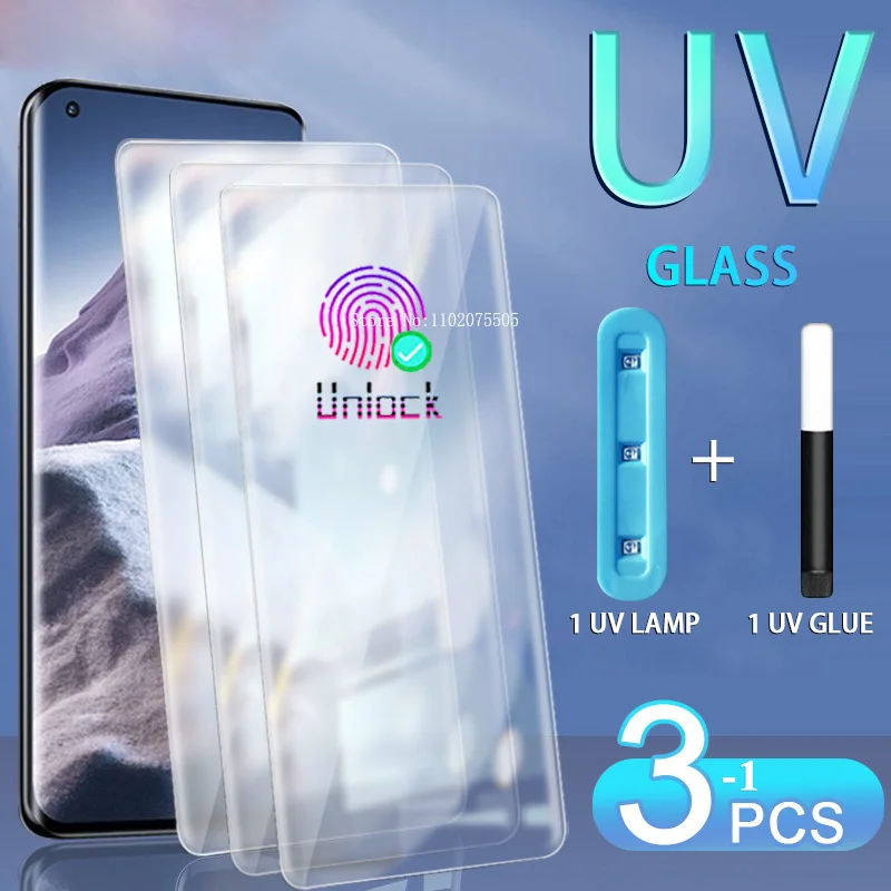 Tempered Glass UV Liquid Full Glue Screen Protector  For Samsung  S22 S23 Note 9 10 20 S10 S8 S9 Plus S21 S20 ULTRA