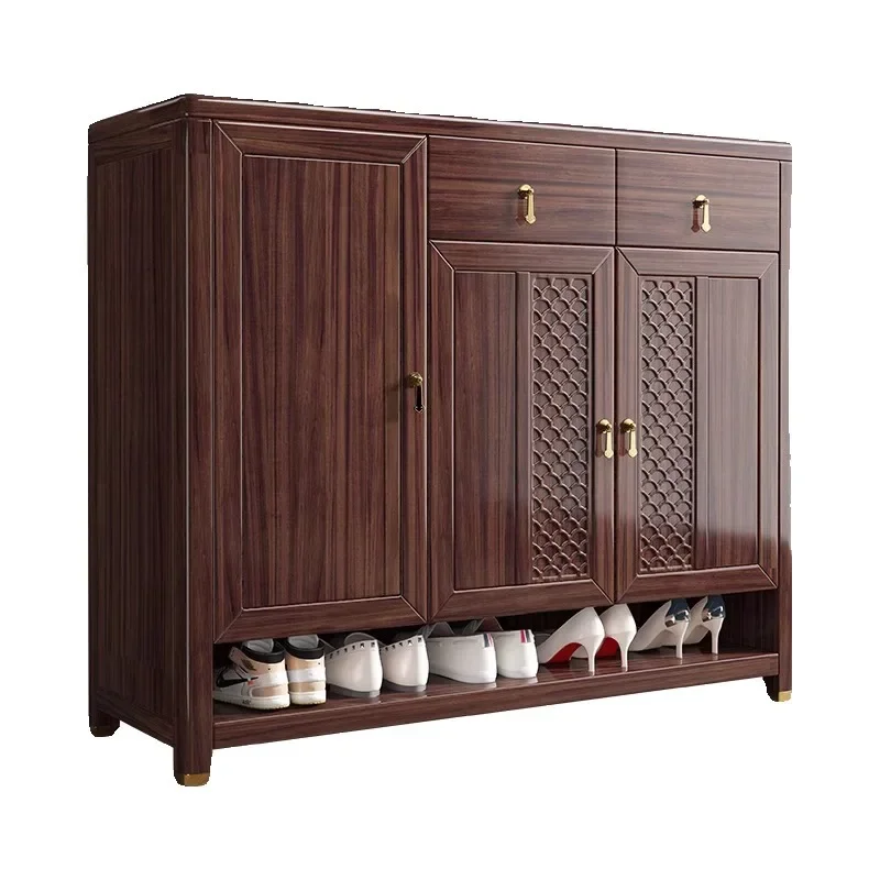 

New Chinese style solid wood shoe cabinet, household door storage entrance cabinet, home living room partition