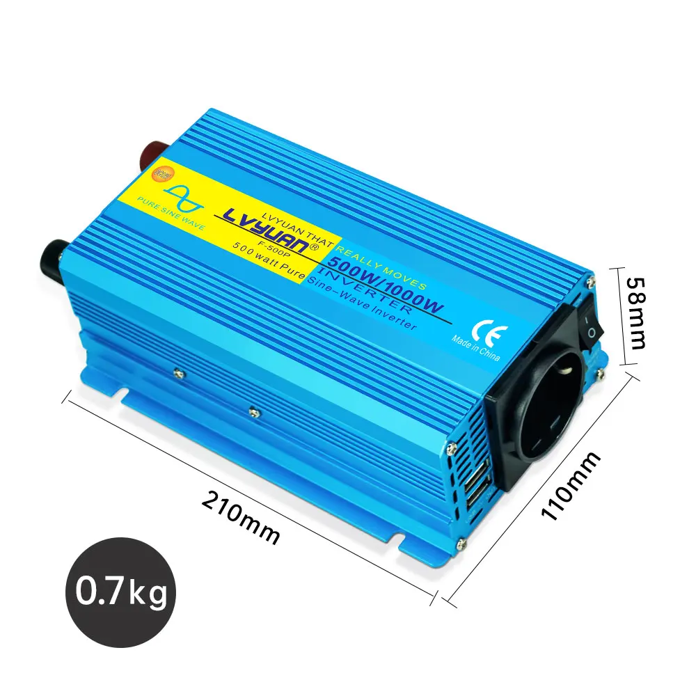 Pure Sine Wave Inverter 1000W DC 12V AC 220V 50Hz 60Hz Power Inverter Home Car Converter Solar Energy