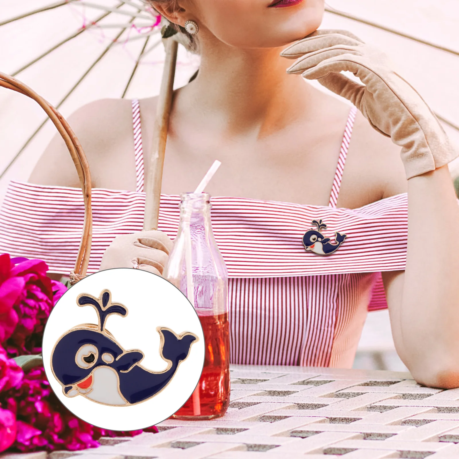 2 قطعة دبابيس بروش الحيوان الكرتون الحوت نمط اكسسوارات للملابس أكياس القبعات المحيط الحيوان دبابيس زر مقاطع طوق كليب #1