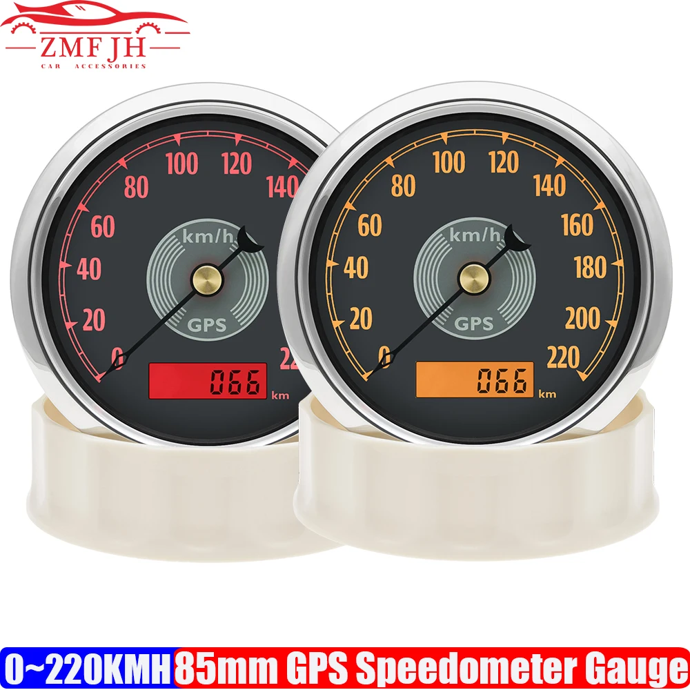 

Ретро Винтаж 85 мм GPS спидометр с антенной красный желтый свет 0 ~ 220 кмч измеритель скорости одометра для автомобиля, лодки, морской пехоты на заказ