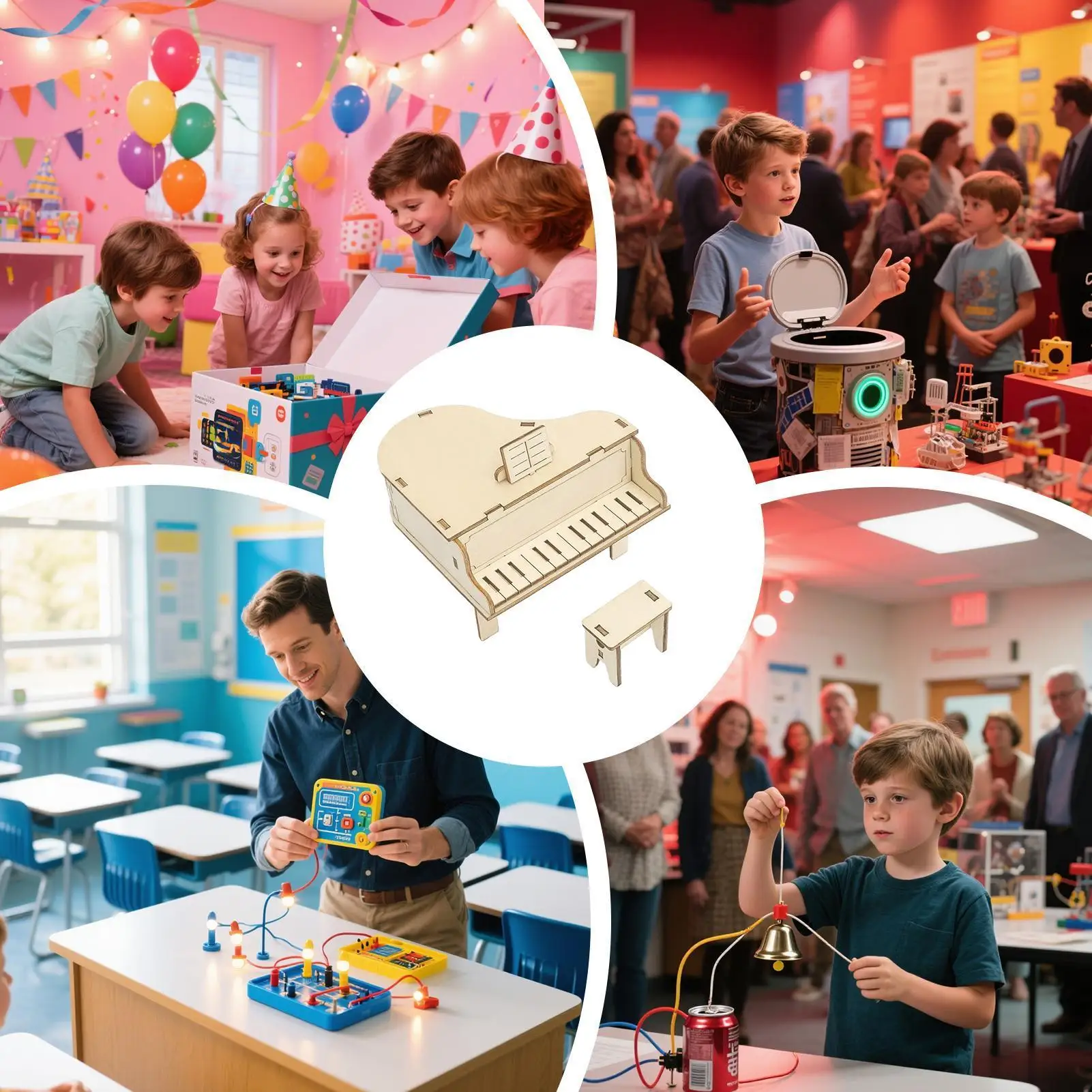 Kit Kotak Musik DIY Model Instrumen Kayu Mainan Bahan DIY Kit Kotak Musik Sains Edukatif Untuk Anak Usia 7-14 Tahun