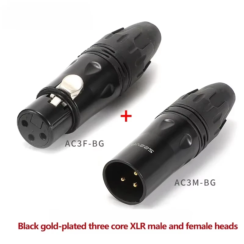 

REAN Three Core XLR Head Connector Male And Female XLR 3 Pin Bend 90 Degrees Microphone Cable Plug Black Silver RCX3F /M-M-000-1