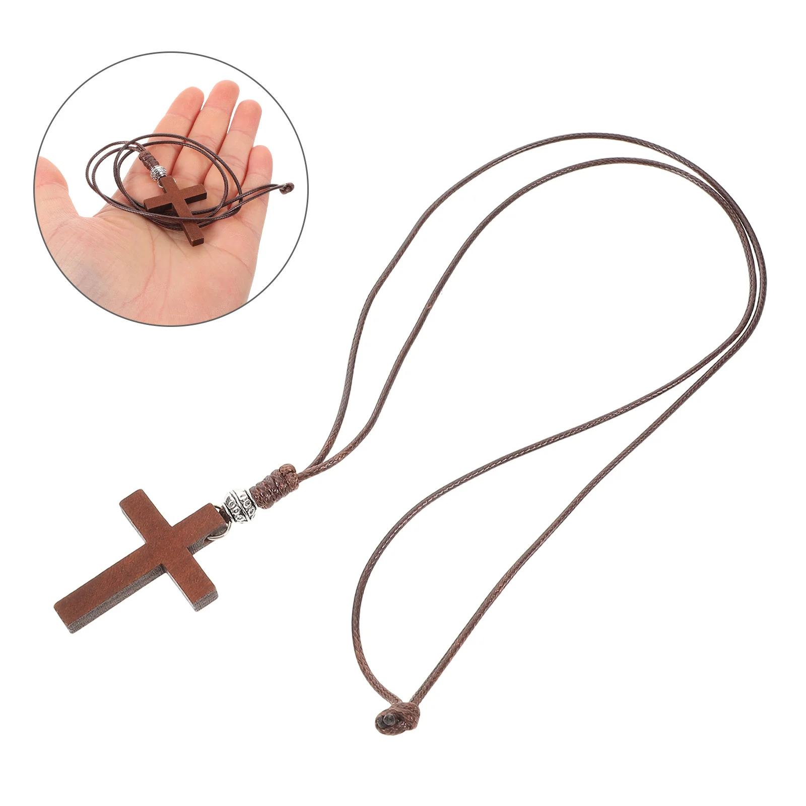 

Wood Light Brown Rustic Pendant on Cord for Easter Bible Party Favor Spiritual Religious Jewelry