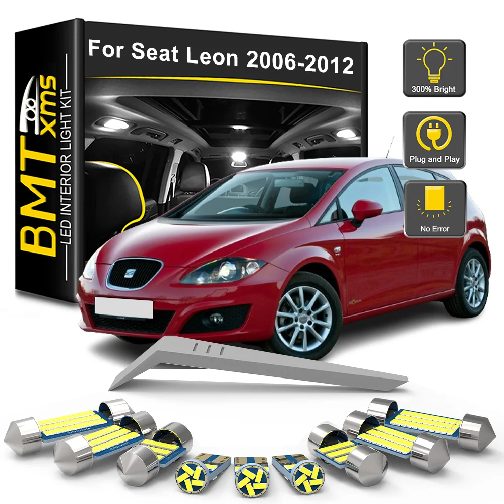 

BMTxms 5/9/13Pcs Canbus Car LED Interior Light Bulb Reading Lamp Kit For Seat Leon 2 MK2 1P 2006 2007 2008 2009 2010 2011 2012