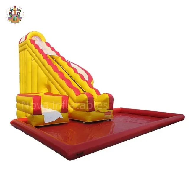 Commercial Rental Inflatable spin slide Water Slide With A Big Pool Long Slide For Adult