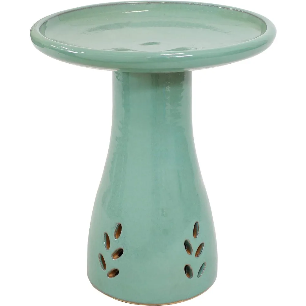 

Classic Outdoor Ceramic Bird Bath - High-Fired, Hand-Painted, UV and Frost Resistant Finish - Patio, Lawn