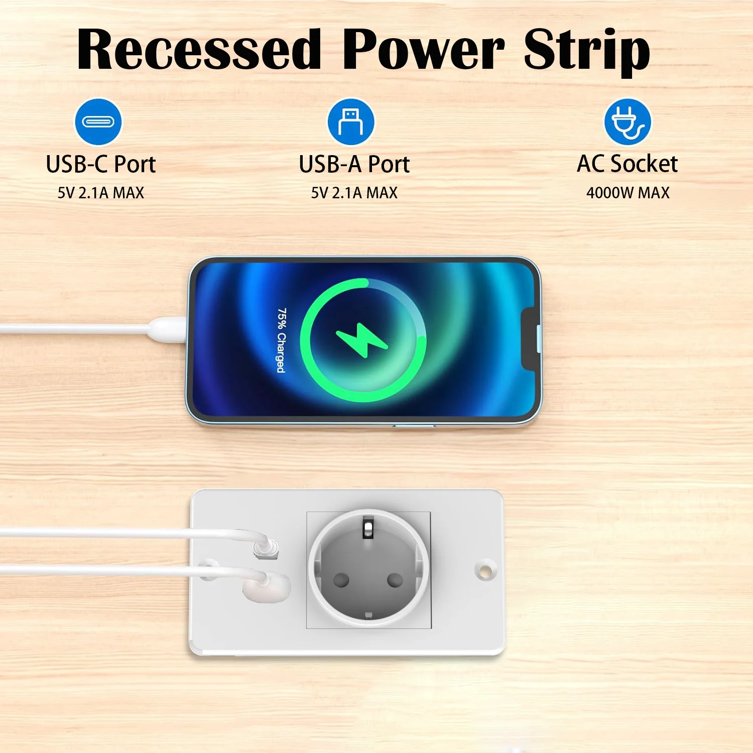 USB-A&Type-C 및 1개의 AC 콘센트가 있는  - Commercial Kitchen In Residential Home 리뷰 및 가격