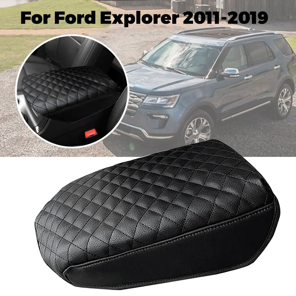 Auto Center Console Armrest Cushion Environmental Fibers Leather Cover for Ford Explorer 2011 2012 2013 2014 2015 2016 2017 2019