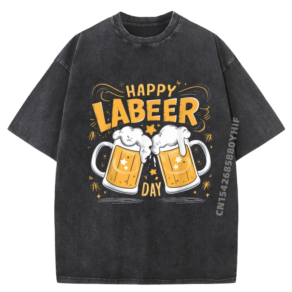 

Casual Graphic Tee Shirts Retro Washed Mens T Shirt Happy Labeer Day Funny Labor Comfortable Printed Tops