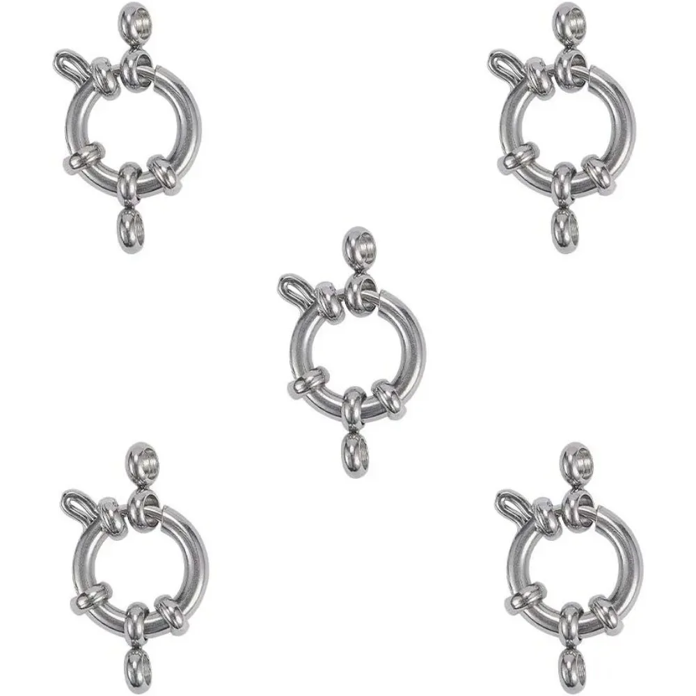 

10pcs Stainless Steel Spring Ring Clasps with Round Close Ring Smooth Surface Clasps Findings for DIY Necklaces Anklets Jewelry