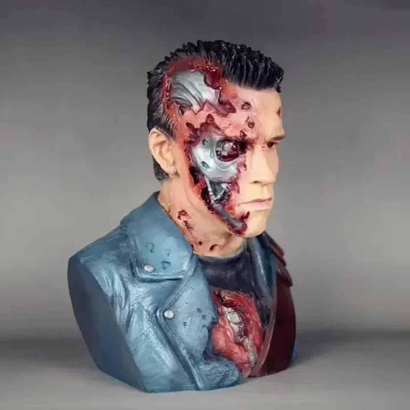 

Arnold Schwarzenegger Terminator T800 Bust Resin Figure Statue Collectors Ideal Desktop Display Home Decor Battle-Damaged Toy
