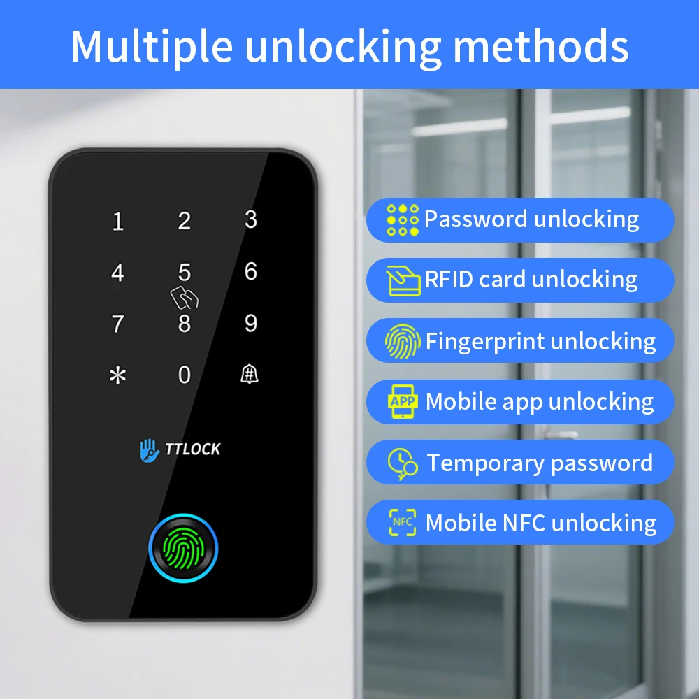 BSTUOKEY IP67 Waterproof TTlock Smart Lock Access Control Keypad Outdoor Fingerprint Passcode Bluetooth 13.56MHZ Card App Unlock
