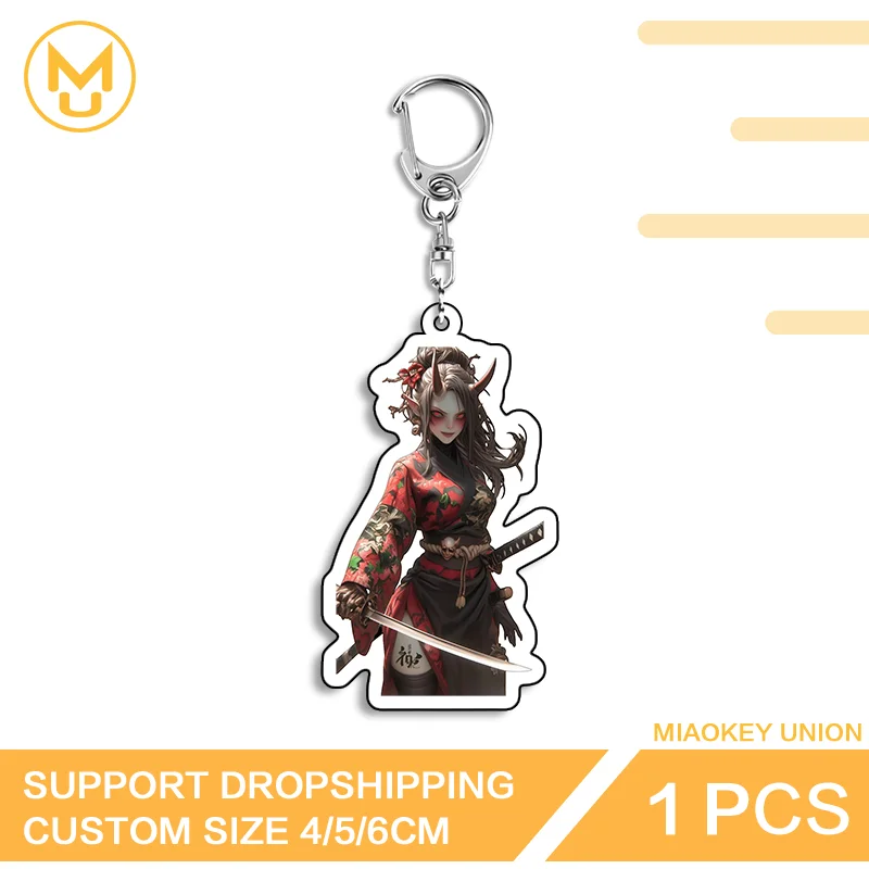 Samurai Geisha Fashionable Creative Exquisite Attractive High Quality Functional Double Sided Acrylic Keychain For Daily Use
