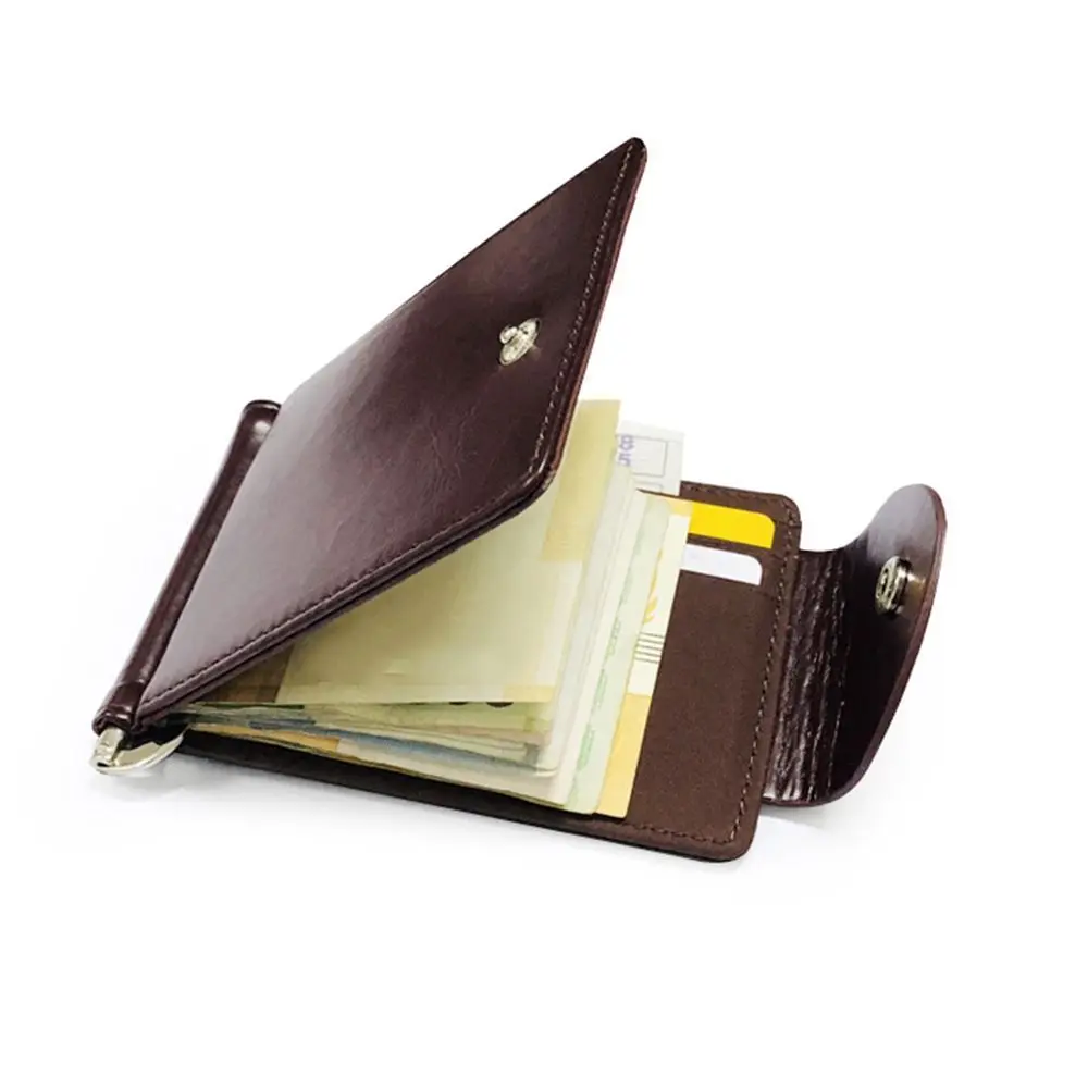 Tas Pria Kulit PU Portabel Dompet Kredit ID Tas Uang Klip Uang Tas Kartu