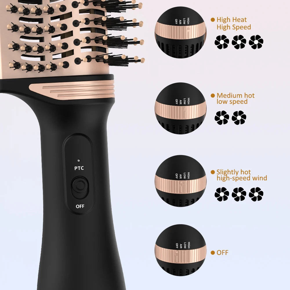 Hot Selling Factory Direct Supply Accept Customized PTC Wide Comb Teeth  Multifunctional Fast Dying Portable Hot air Brush Comb