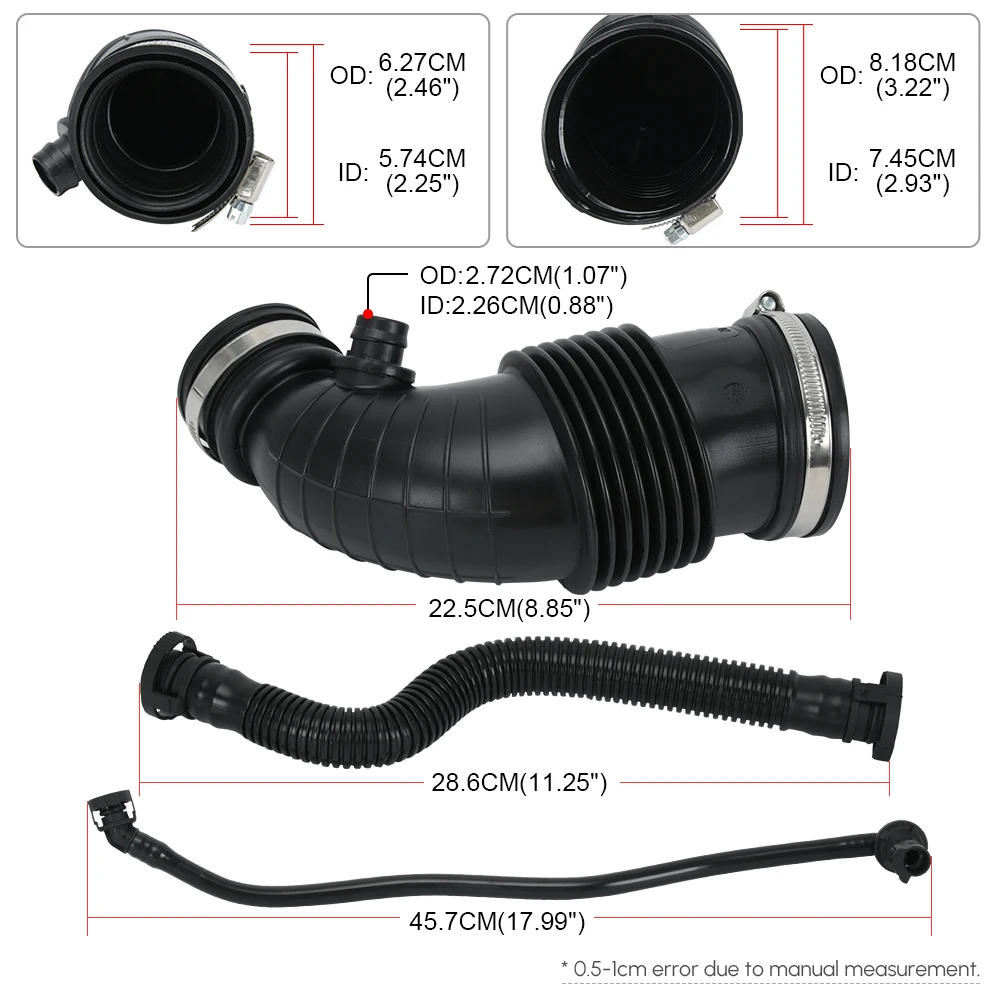 11157608144 11157614690 13717597586 Air Duct Filtered Pipe Air Intake Hose With Steel Ring For BMW F20 F21 F30