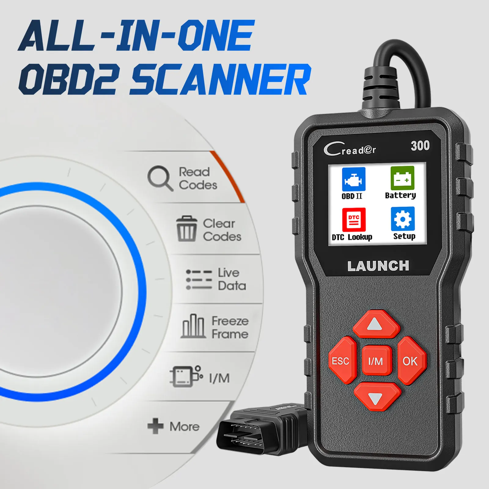 LAUNCH Creader 300 OBD2 Scanner Read Erase Codes Reader for 1996+ Vehicle Professional Diagnostic Scan Tool Full-Systems