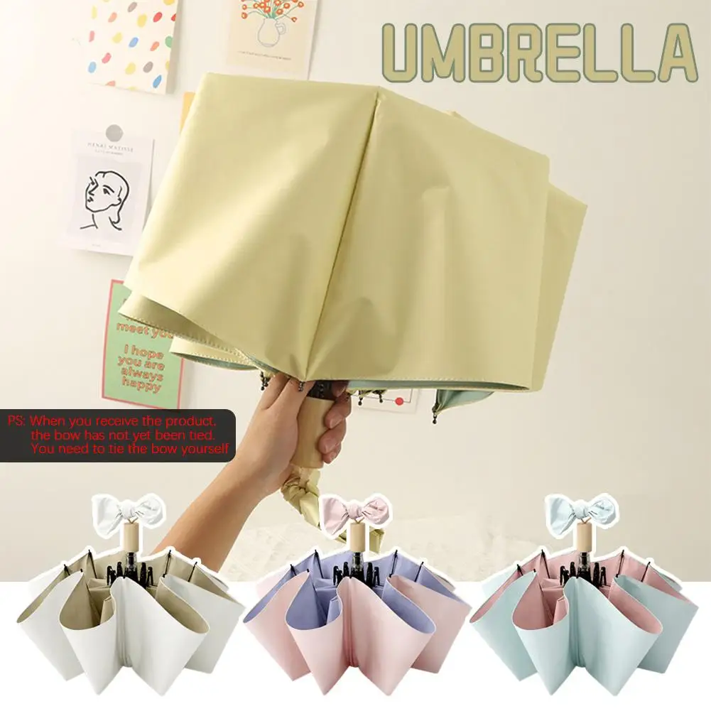 Glue Folding Umbrella Women\'s Sunny and Rainy Dual-use High-value Durable Sunscreen Umbrella Ins Color