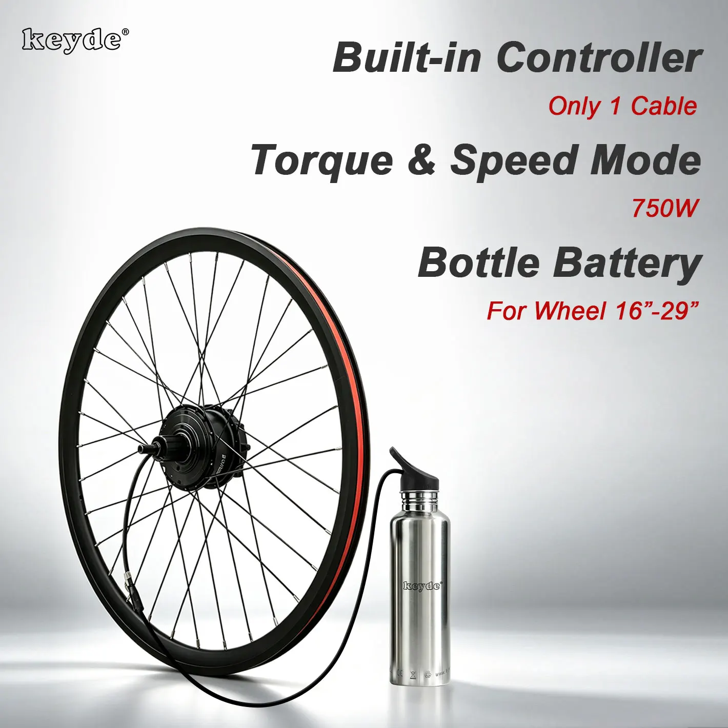 Keyde P110 Motor Rim Ebike Rear Hub Motor Wheel Electric Bike Wheel Conversion Kit 750W 36V 700C  29inch 27.5inch 26inch