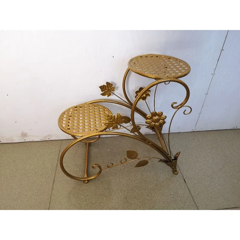 European wrought iron flower stand multi-layer floor-to-ceiling balcony hanging orchid flower pot stand indoor living room ladde