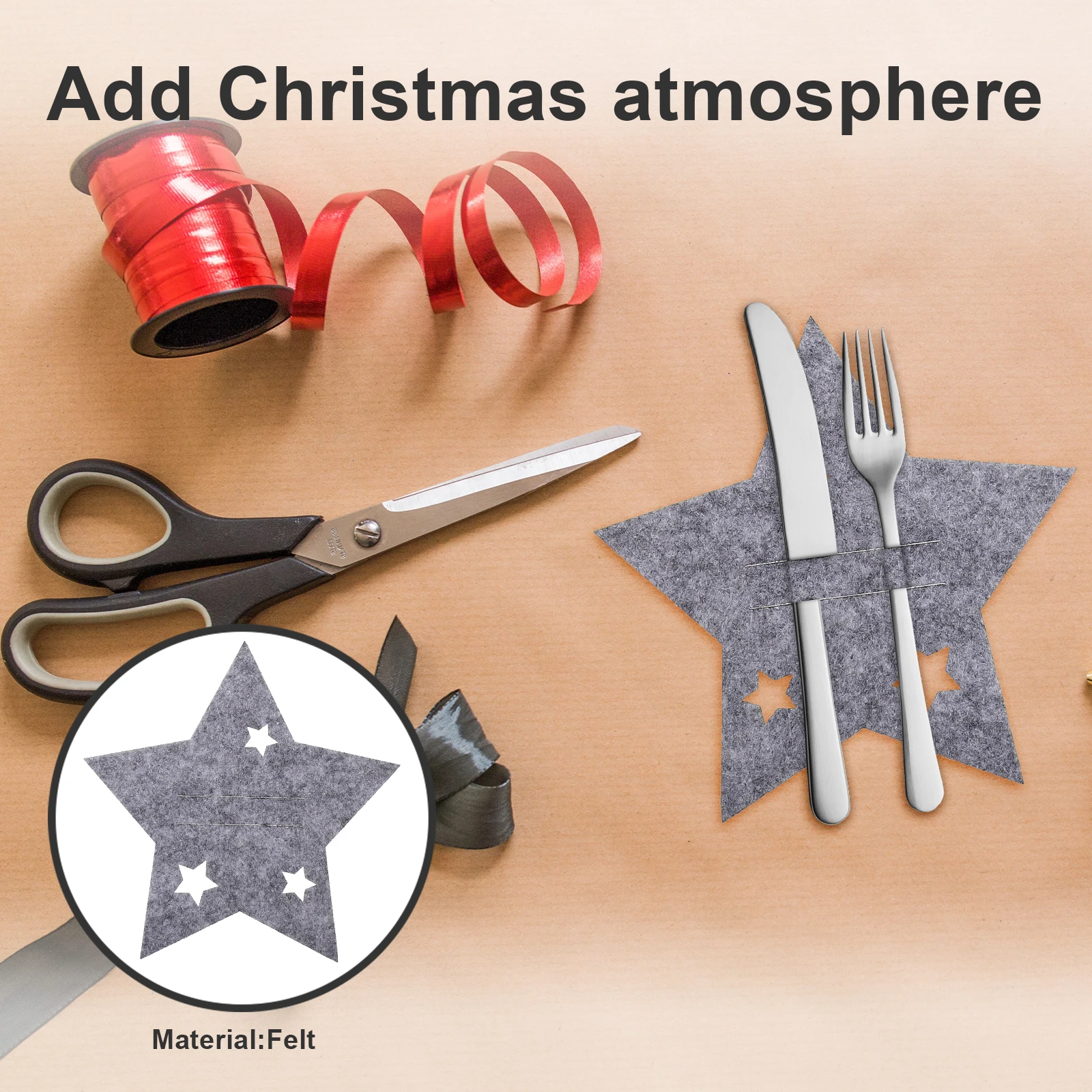 

12 Pcs Cutlery Bag Set Tableware Utensil Holder Pouch Pentagram for Party Holiday Silverware Felt Cloth Storage Banquet