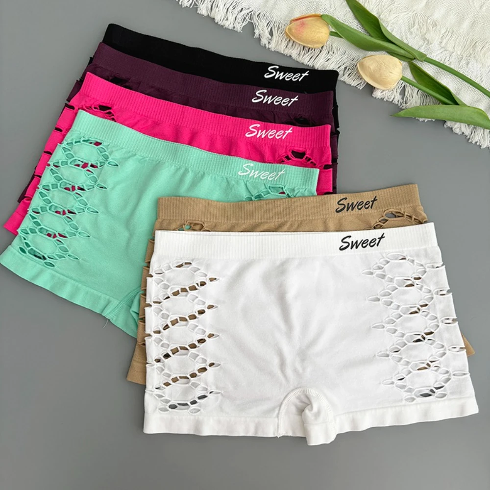 Seamless Sports Underpants Skirt Seamless Knickers Shorts Under The Skirt Sexy Side Mesh Hollow Out Boxer Panties Safety Panty image 6