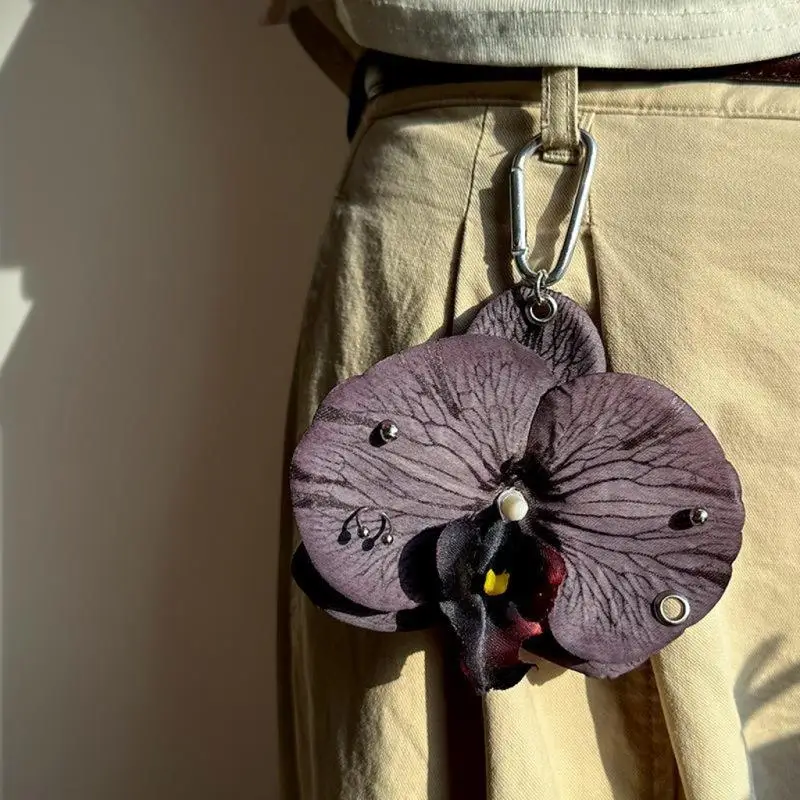 Pretty Phalaenopsis Orchid Keychain; Inventive Faux Flower Pendant; Stylish Carry-on Decoration; Finest Gift Selection.