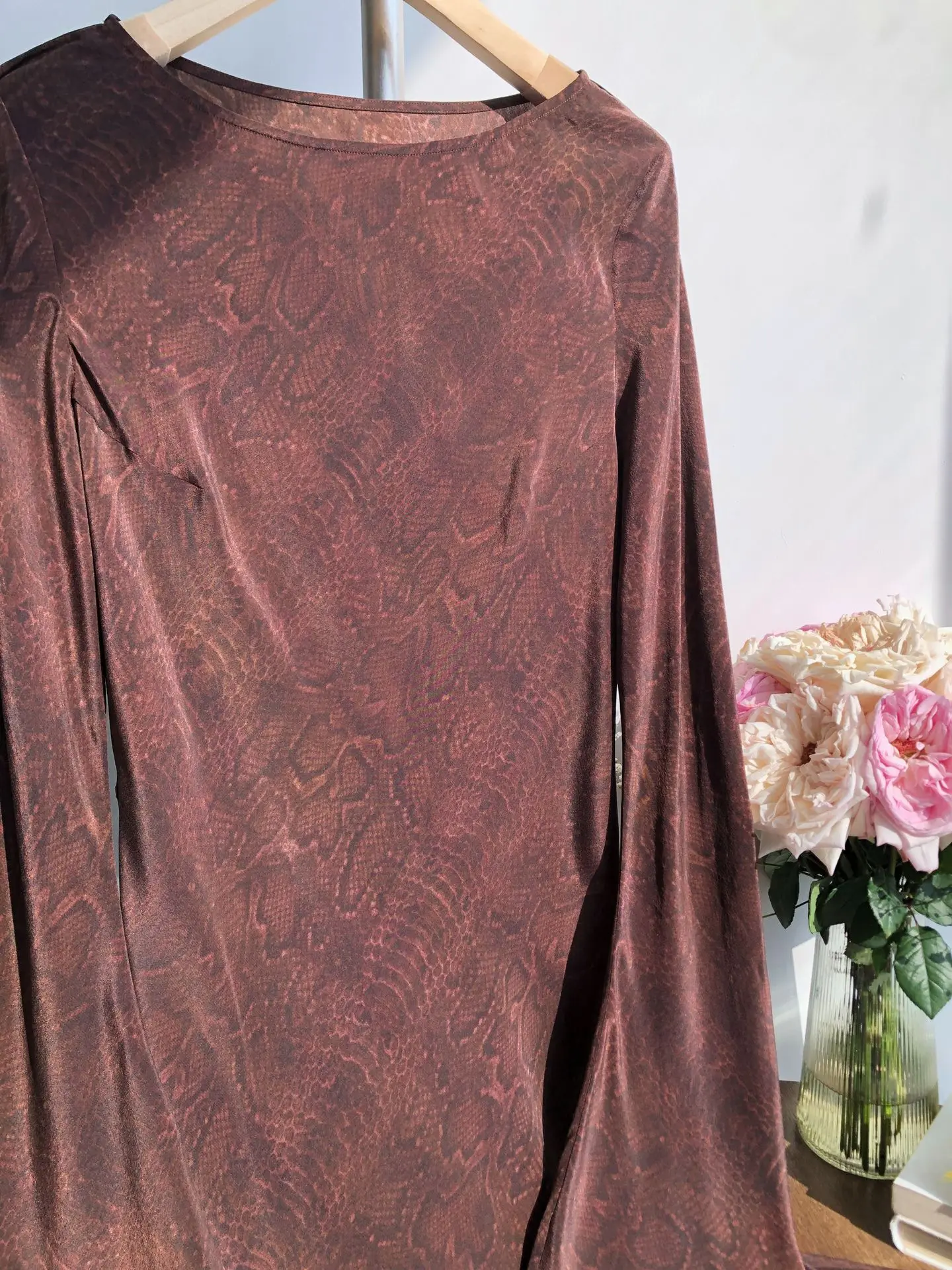 فستان BirdTree 18 مللي متر 100% من حرير التوت بقطع متحيز، فستان نسائي مغسول بالرمل مزدوج كريب بيثون بأكمام مضيئة، 2025 جديد D57021JF #3