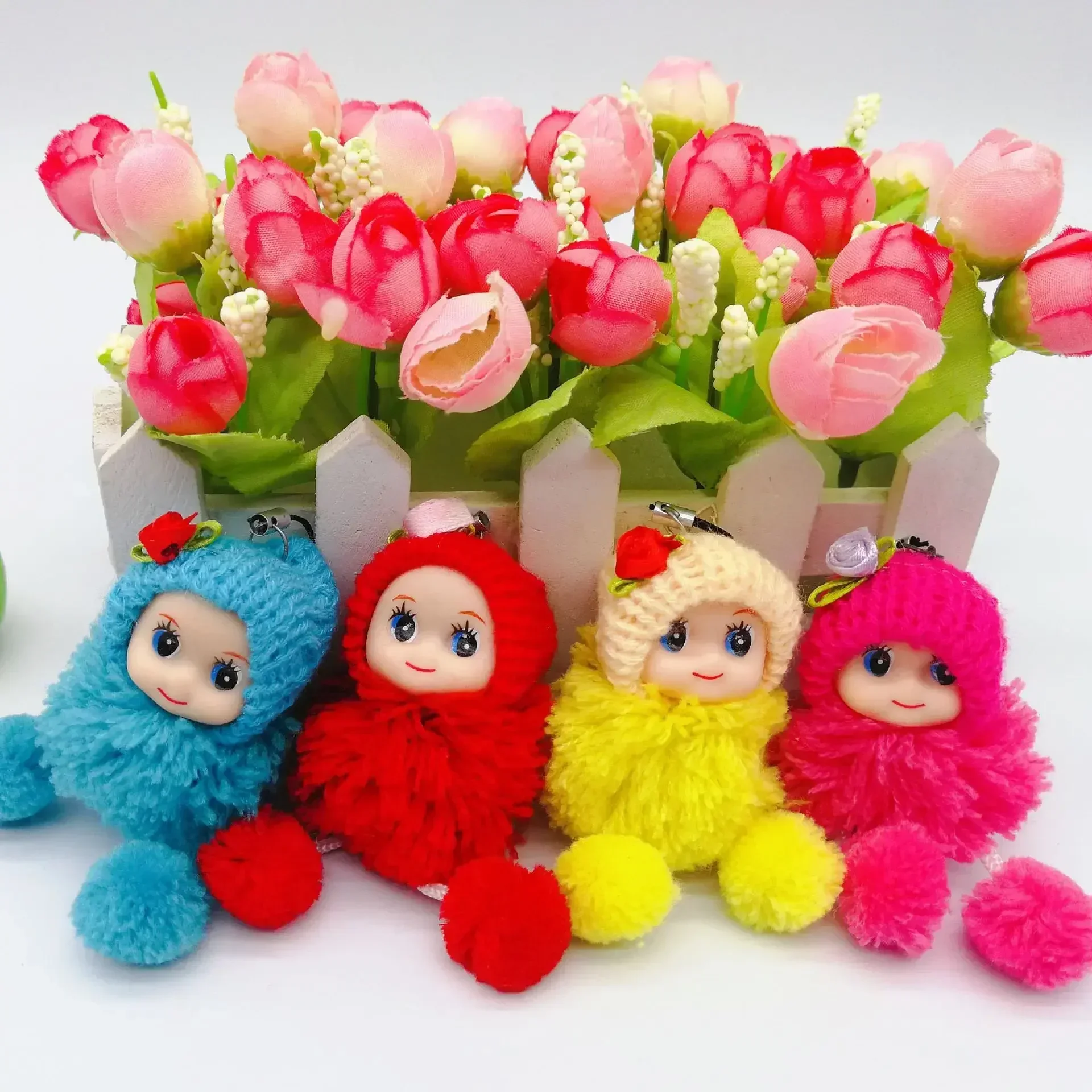 1PC 8cm Cute Woolen Ball Doll Pendant Keychain Pendant Favors Wedding Party Throwing Filling Small Gifts