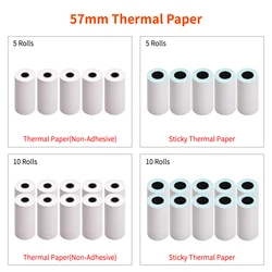 57mm Self-Adhesive Direct Thermal Paper Printable Sticker Paper BPA-Free Waterproof Oil-proof Sticky Roll Scrapbooking Stickers