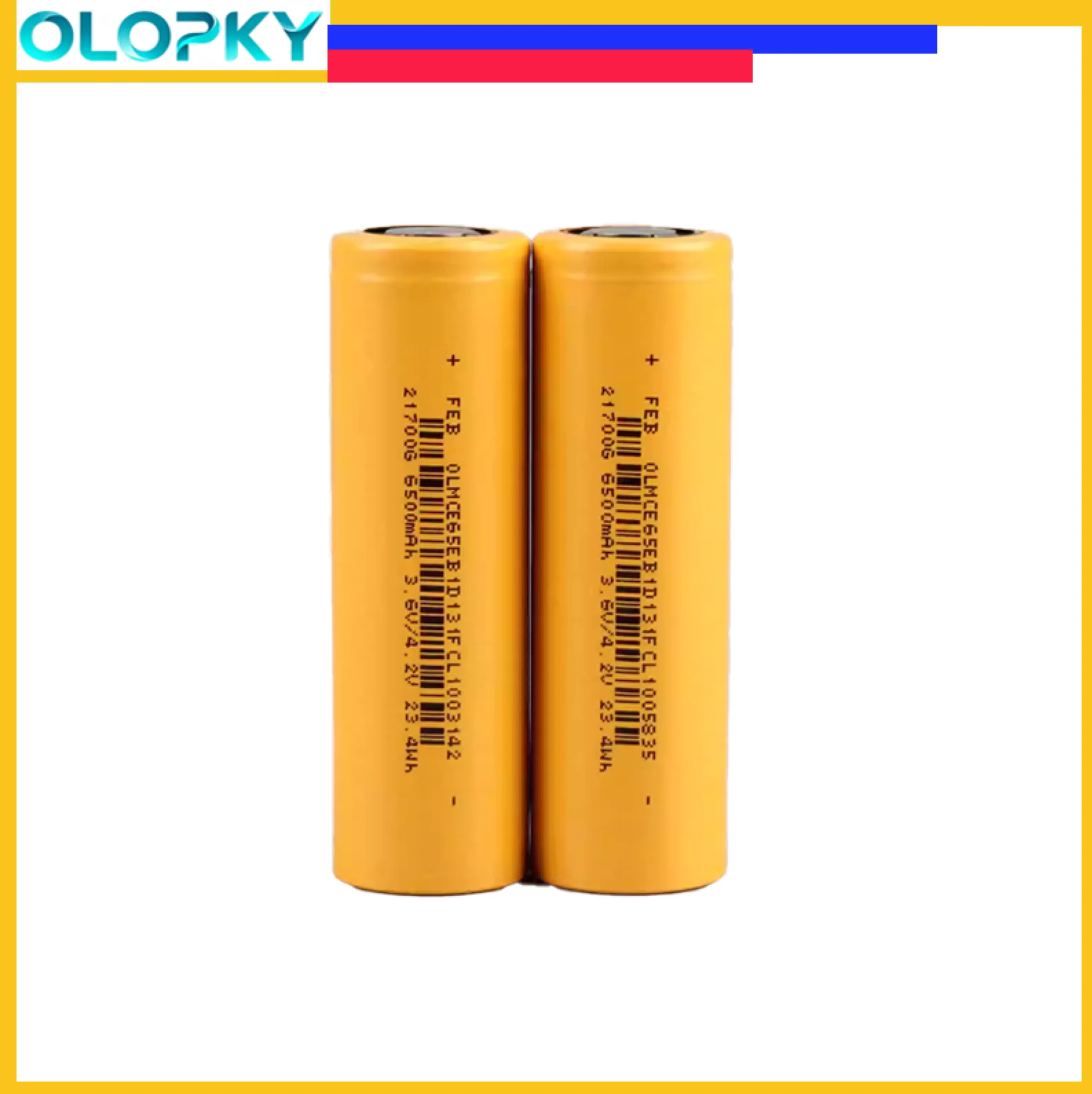 21700 Capacity Battery 6500mAh 3.7V (2C 13A Discharge) - Compact for Smart Home/Power Bank/Battery Packs
