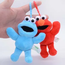 12cm Sesame Street Plush Keychain Lovely Elmo Cookie Demon Kawaii peluche Soft Stuffed Cartoon Toys Dolls Kids Gift Keyring