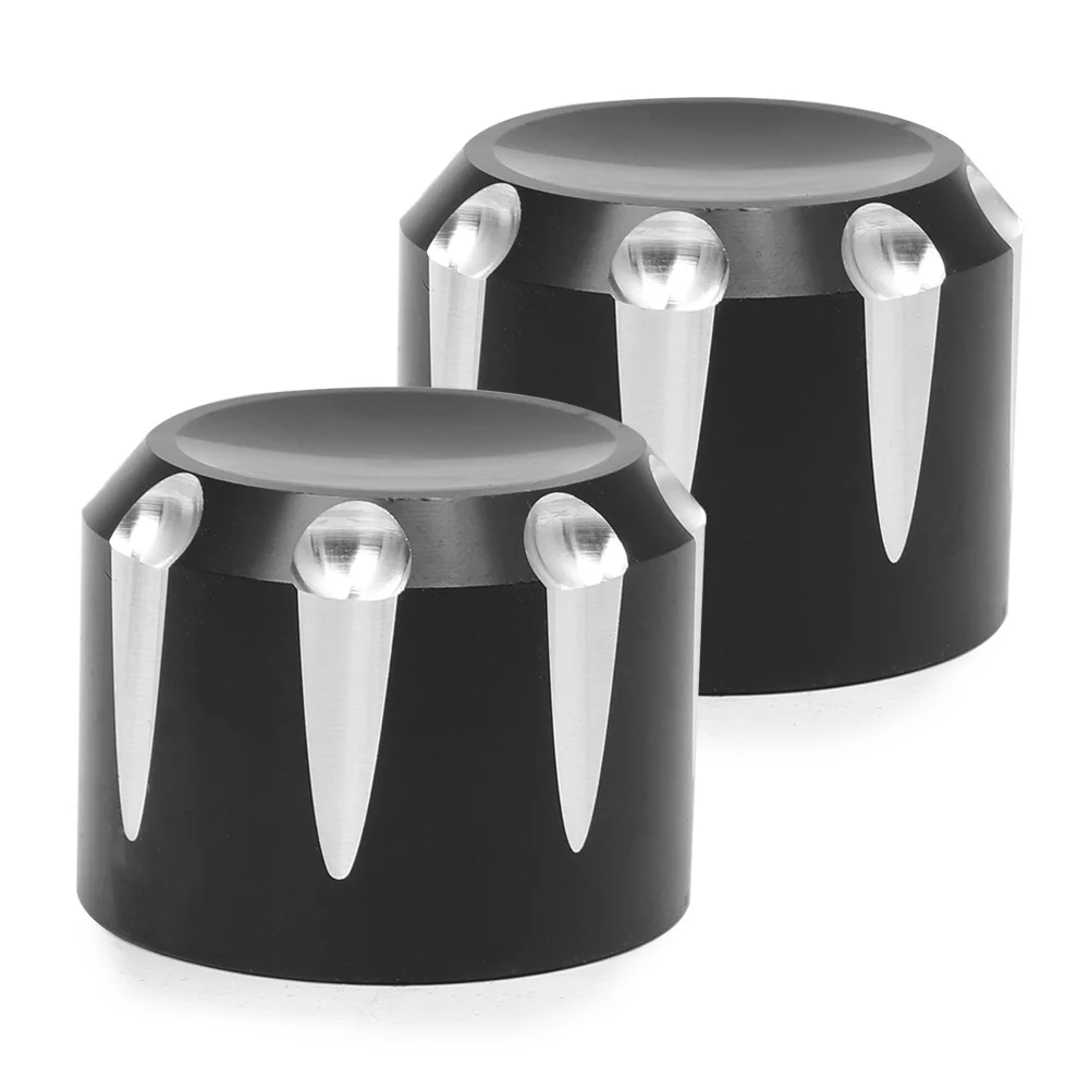 1 par de tapas de tuerca de eje delantero negro para motocicleta Harley Touring Trike Road King Street Glide para Softail Dyna