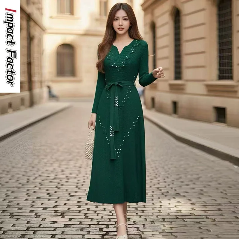 miyake-design-robe-blanche-mode-temperament-robe-longue-2026-haut-sens-maigre-longue-nouvelle-robe