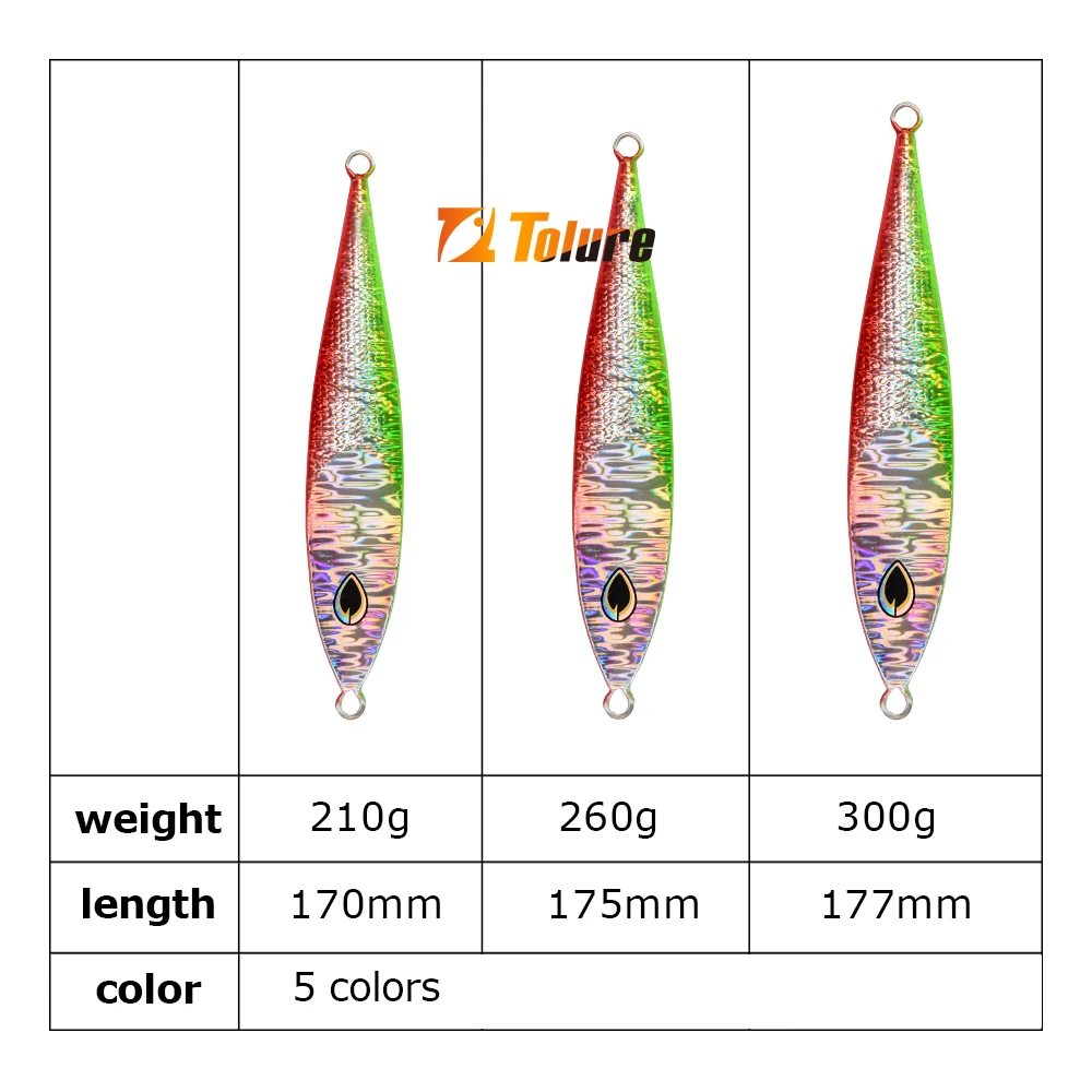 Super Lure New Slow Metal Jigging Lure Glow 210g 260g 300g Falling Jigs Saltwater Fishing Pitch Pesca Angler Hard Bait Tackle