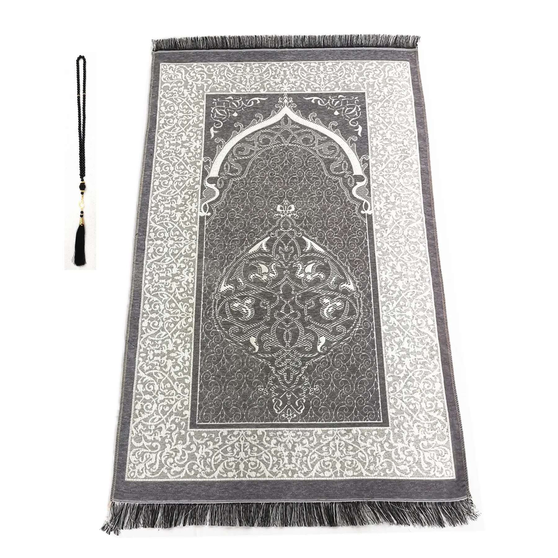 Muslim Prayer Mat Sajadah for Men Women for Eid Travel Ramadan Soft and Luxury With Tasbih