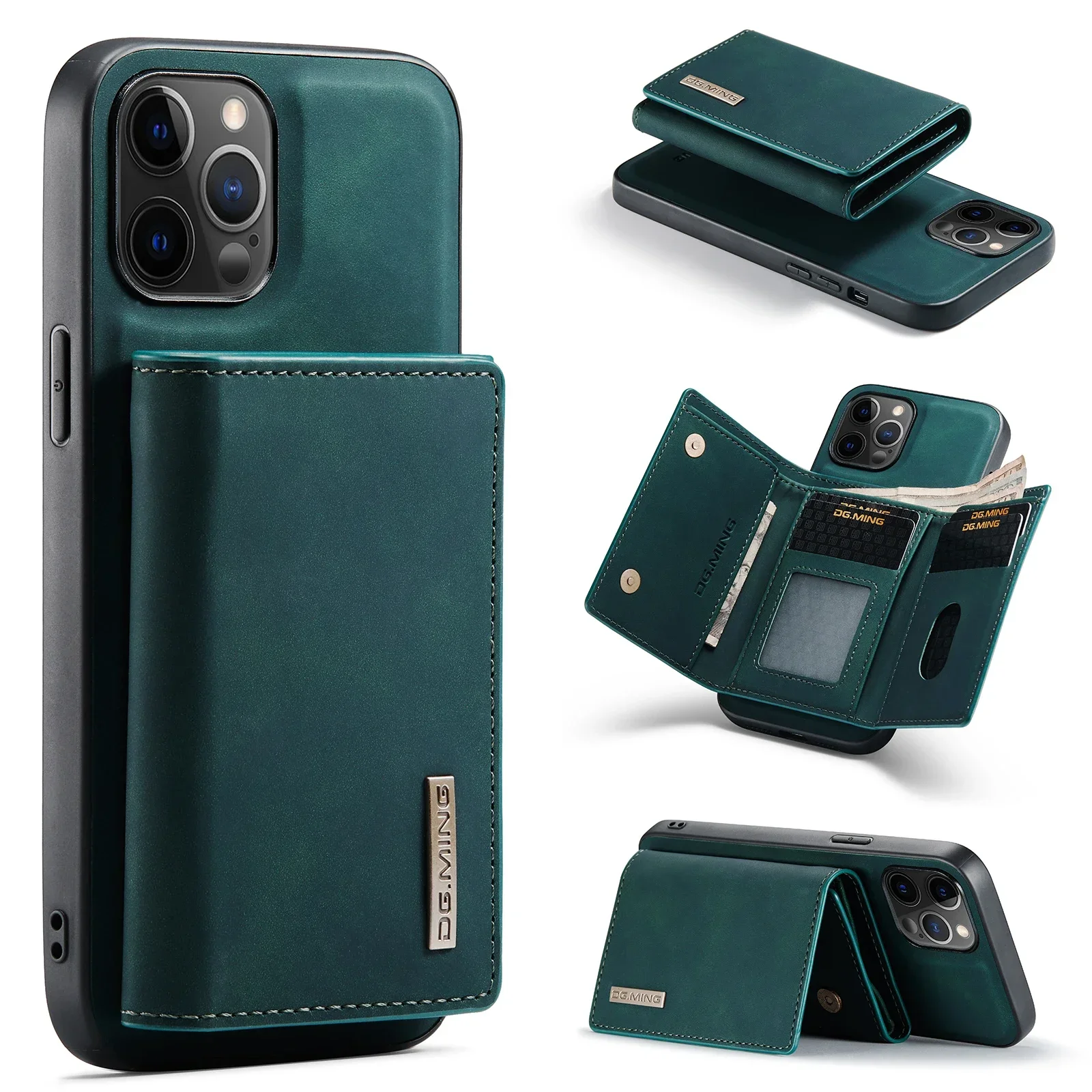 2in1 Intelligent Divide Split Body Magnetic Case Bag for IPhone 11 12 13 Mini 14 15 Plus 16 Pro Max X XR PU Leather Wallet Cover