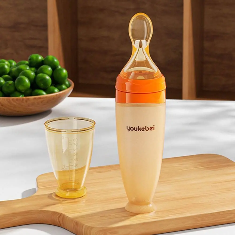 

Silicone Baby Squeeze Spoon Squeezing Soft Tip Food Supplement Bottle Safe Flexible Rice Cereal Bottle