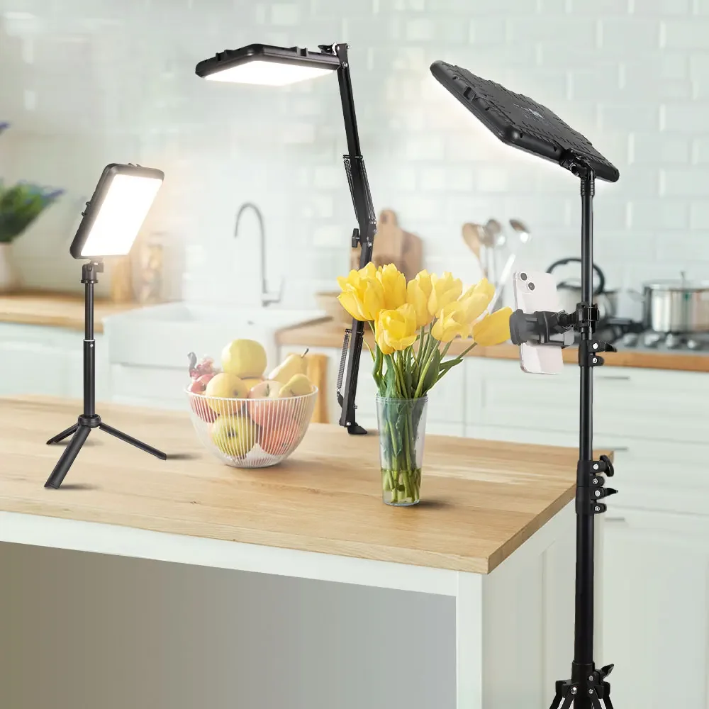 LED Fill Lighting Photography Light Kit with Tripod Stand Desk Arm for Video Recording Makeup Selfie Live Streaming Photo Studio