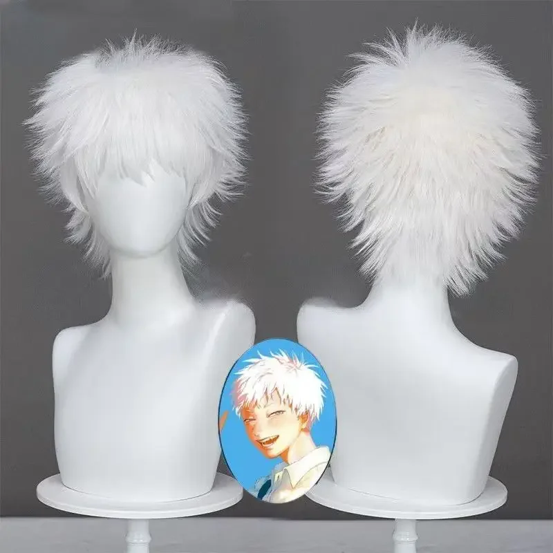 Women Men CosPlay Props The Summer Hikaru Died Tsujinaka Yoshiki Indou Hikaru Cosplay Wig White Short Synthetic Hair image 3