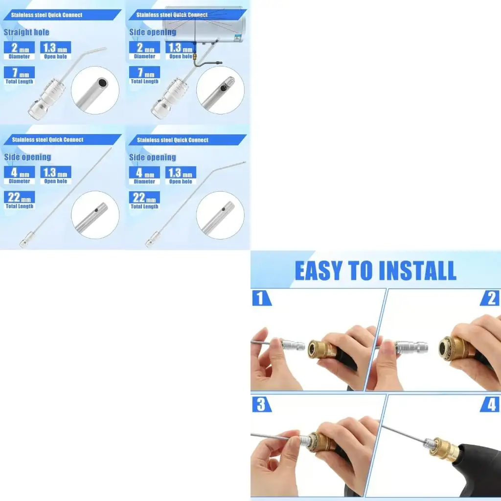 Pressure Washer Cleaning Nozzle Needle Stainless Steel Quick Connecting Tip Set for Washer Drum Water Heater Maintenance high