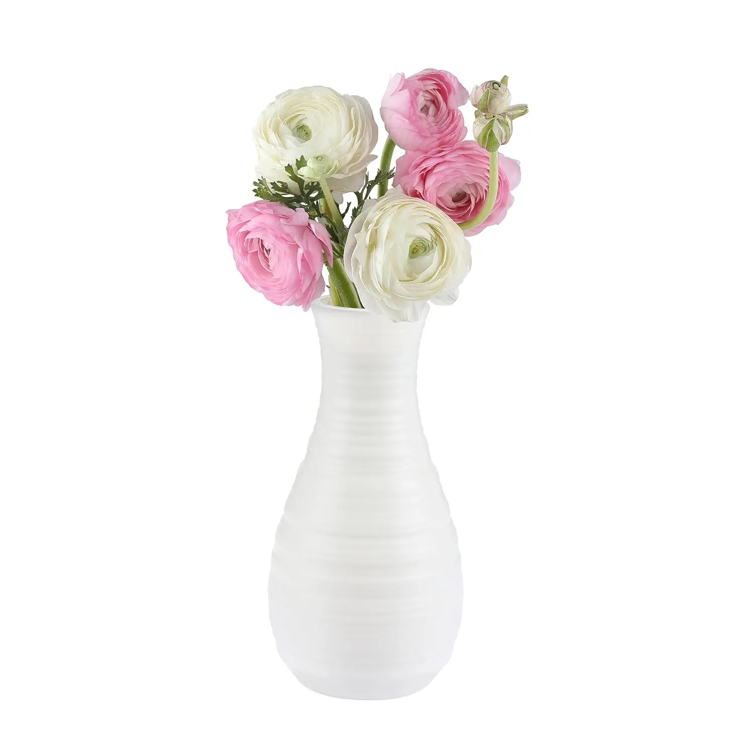 White Plastic Flower Vase, Ceramic-Look Decorative Vase for Flowers, Customized